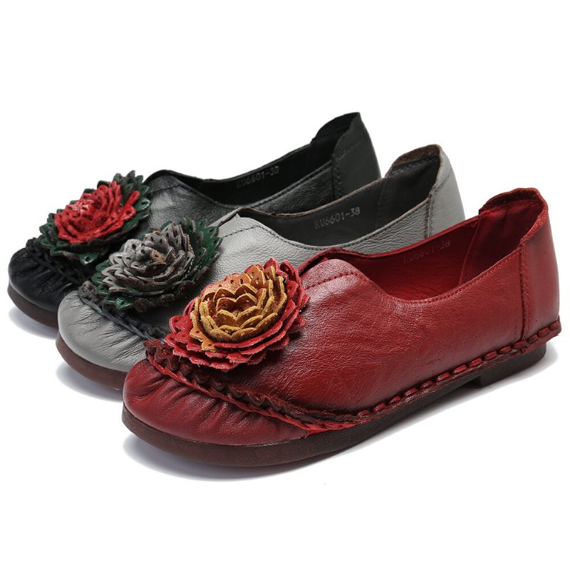 Kvinner Folkways Stricing Blomster Behagelig Myk Såle Uformelle Flate Loafers