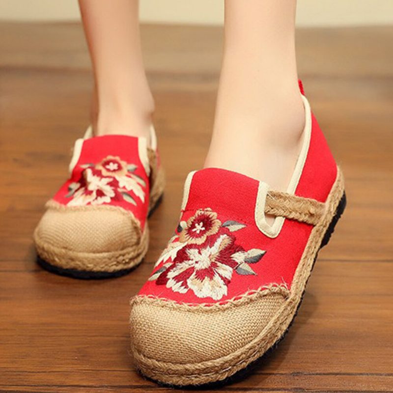 Kvinner Gamle Peking Blomster Broderi Casual Espadrille Loafers