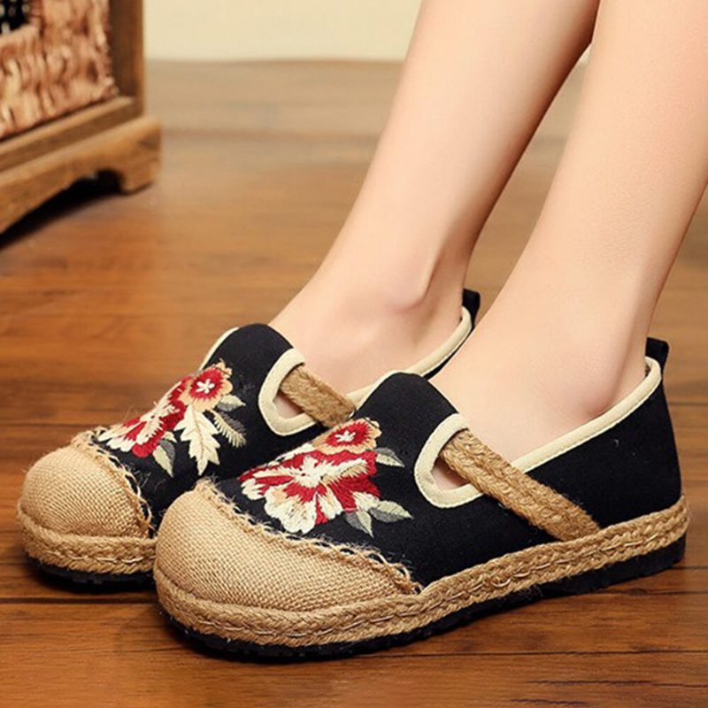 Kvinner Gamle Peking Blomster Broderi Casual Espadrille Loafers