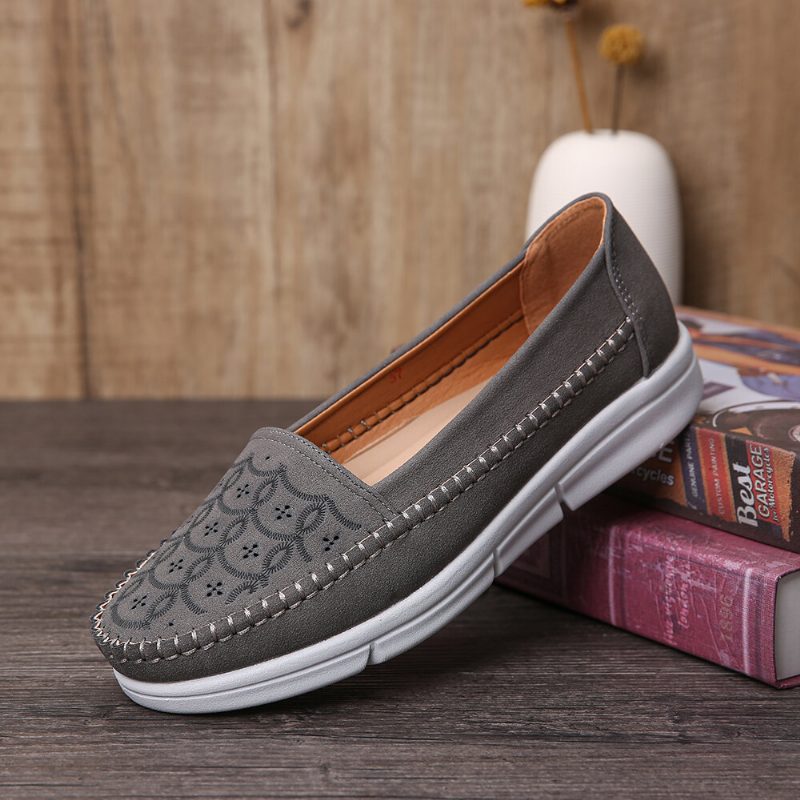 Kvinner Hand Stricing Hollow Comfy Massasje Pustende Casual Flats