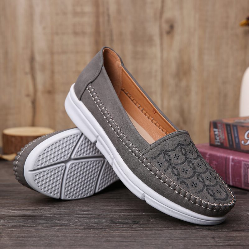 Kvinner Hand Stricing Hollow Comfy Massasje Pustende Casual Flats