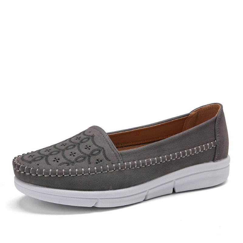 Kvinner Hand Stricing Hollow Comfy Massasje Pustende Casual Flats