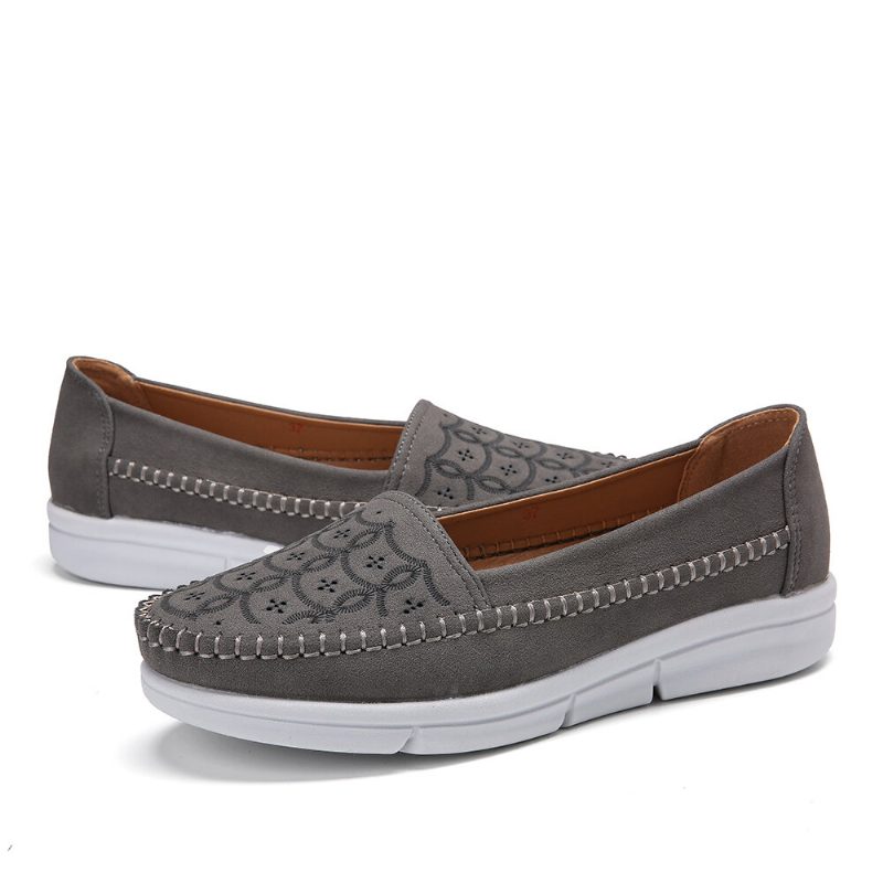 Kvinner Hand Stricing Hollow Comfy Massasje Pustende Casual Flats