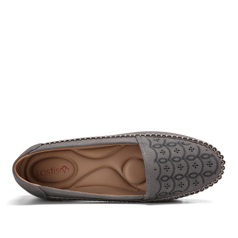 Kvinner Hand Stricing Hollow Comfy Massasje Pustende Casual Flats