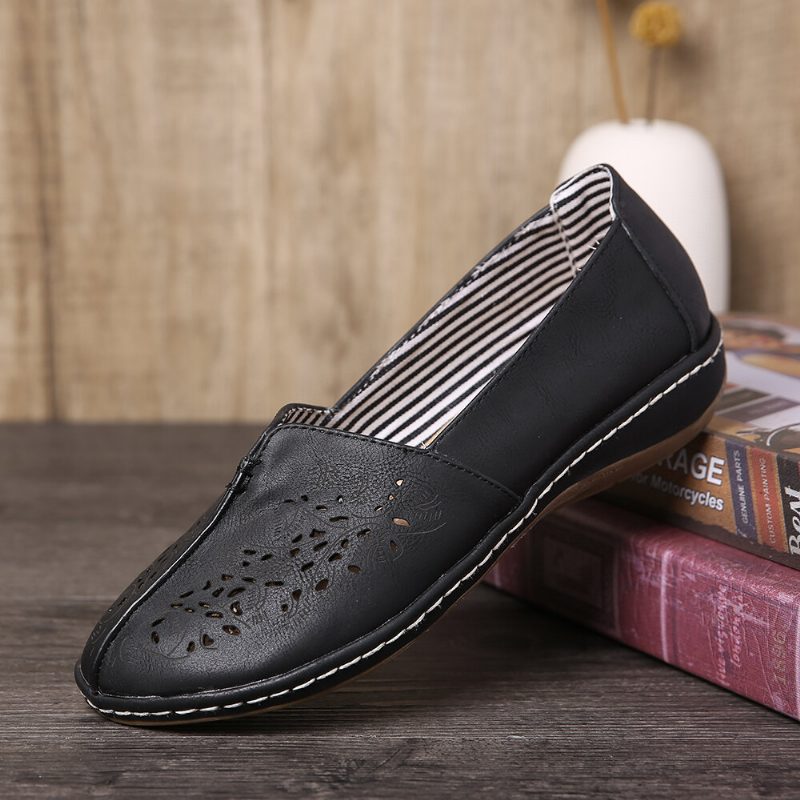 Kvinner Hand Stricing Hollow Comfy Retro Casual Slip On Flats