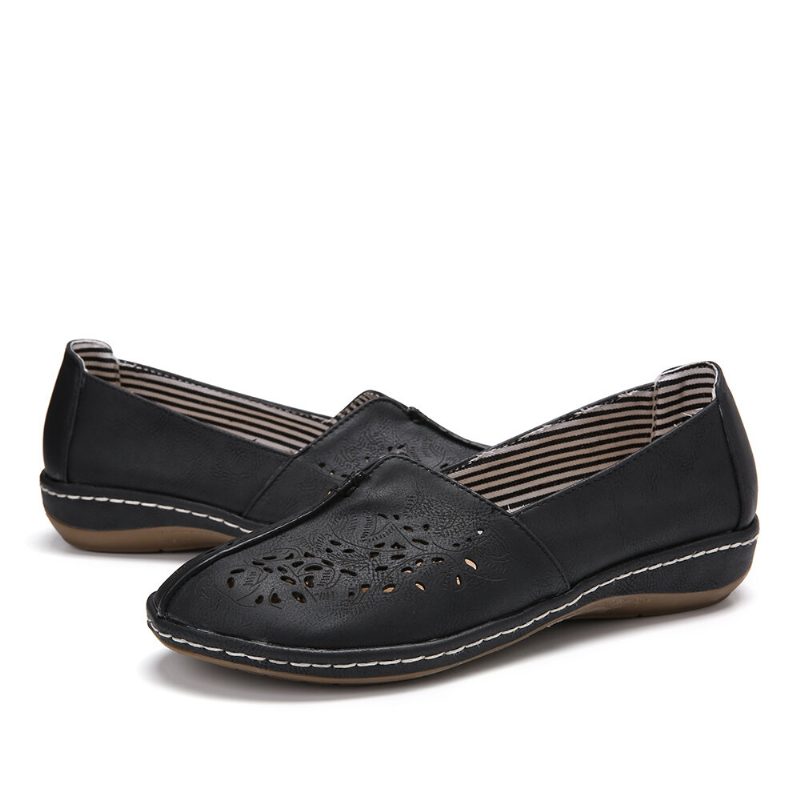 Kvinner Hand Stricing Hollow Comfy Retro Casual Slip On Flats