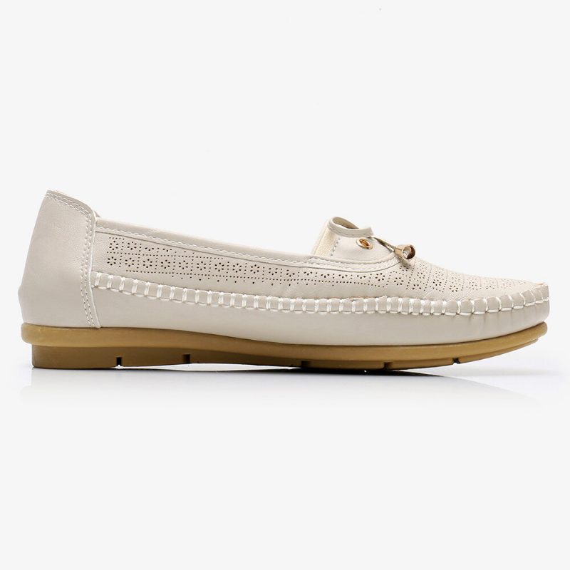 Kvinner Hollow Out Bue Knot Myk Såle Slip On Casual Flats