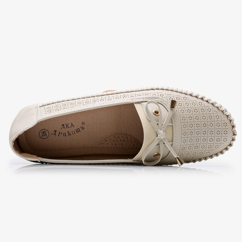 Kvinner Hollow Out Bue Knot Myk Såle Slip On Casual Flats