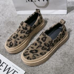 Kvinner Large Size Leopard Semsket Sklisikker Comfy Casual Flats