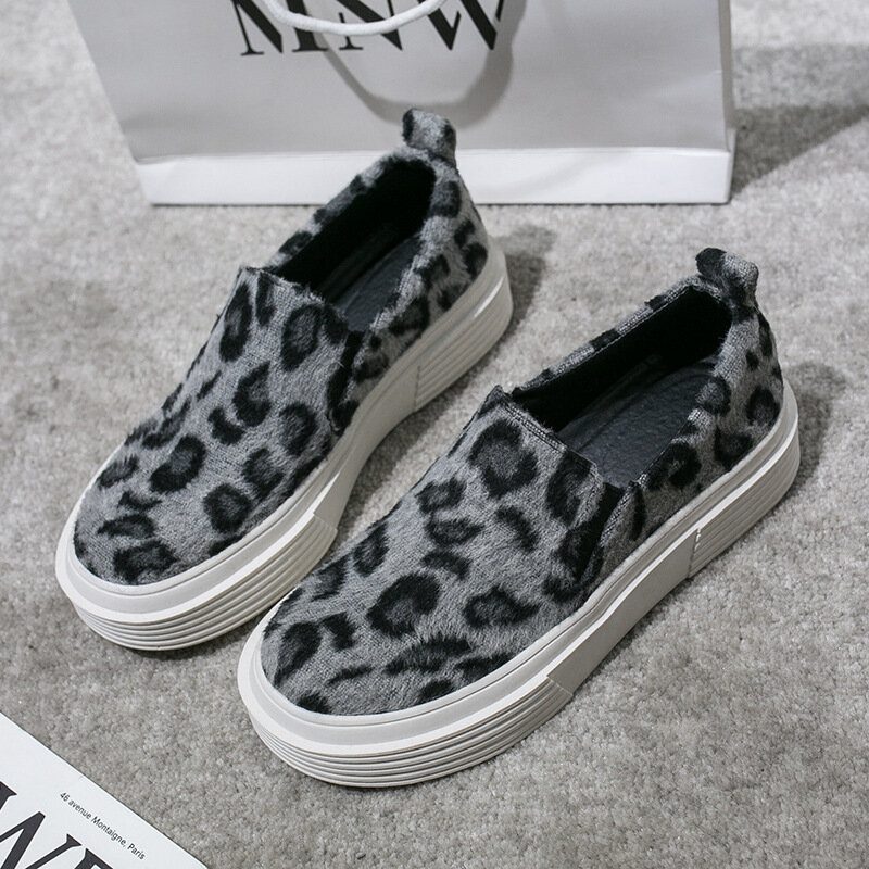 Kvinner Large Size Leopard Semsket Sklisikker Comfy Casual Flats