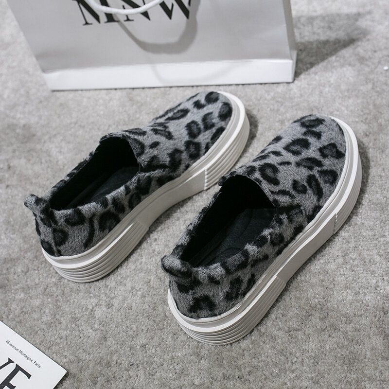 Kvinner Large Size Leopard Semsket Sklisikker Comfy Casual Flats