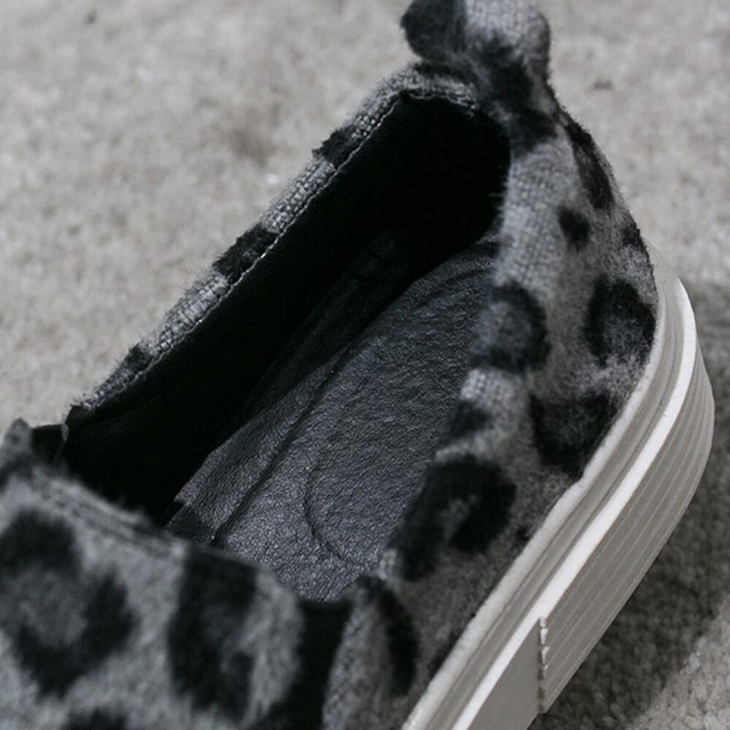 Kvinner Large Size Leopard Semsket Sklisikker Comfy Casual Flats