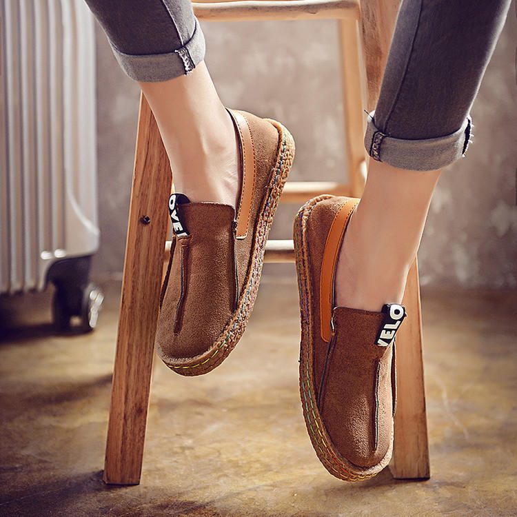 Kvinner Sømmer Myk Såle Rund Tå Slip On Casual Flats Loafers