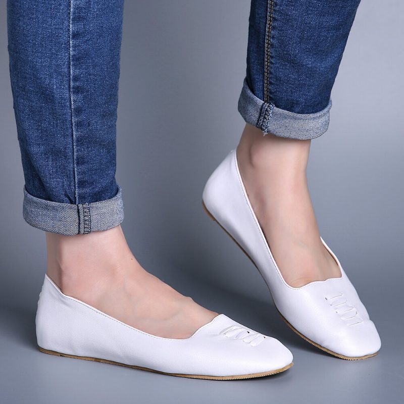 Kvinner Square Toe Comfy Lett Slip On Loafers