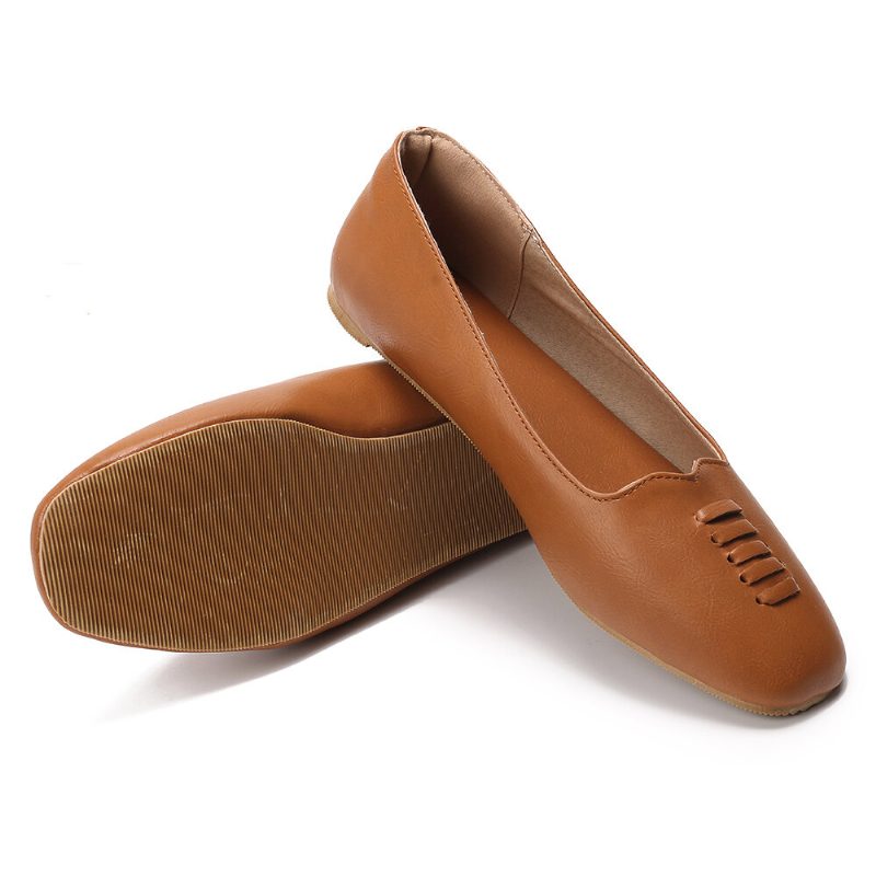 Kvinner Square Toe Comfy Lett Slip On Loafers