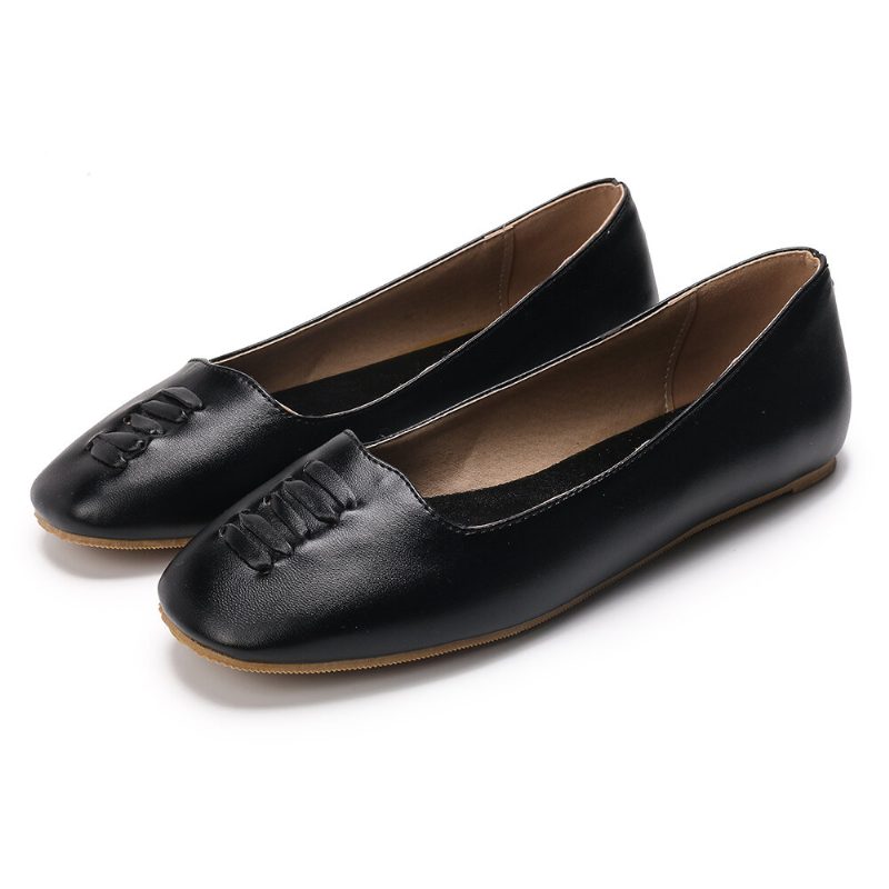 Kvinner Square Toe Comfy Lett Slip On Loafers