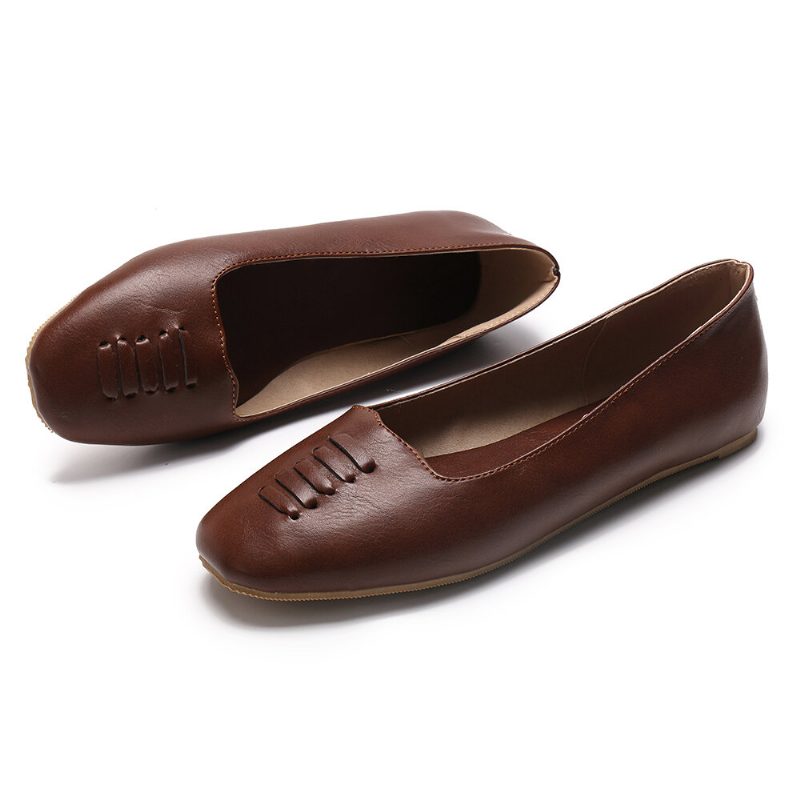 Kvinner Square Toe Comfy Lett Slip On Loafers