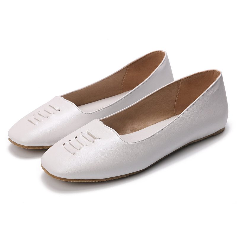 Kvinner Square Toe Comfy Lett Slip On Loafers