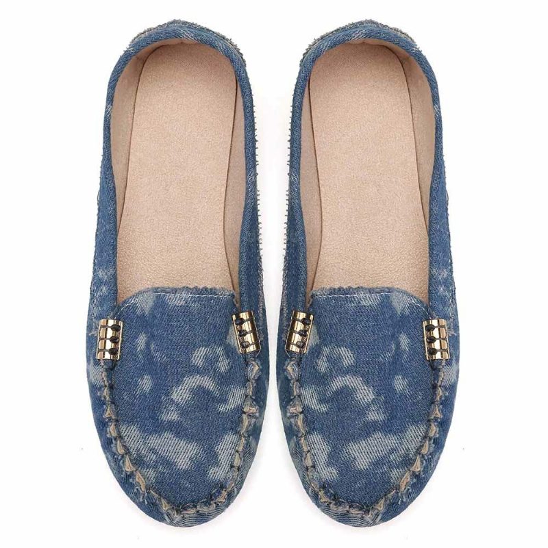 Kvinner Stricing Sklisikker Myk Såle Casual Slip On Loafers