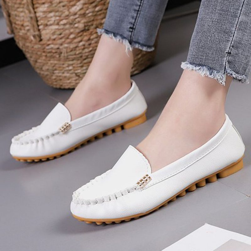 Kvinner Stricing Sklisikker Myk Såle Casual Slip On Loafers