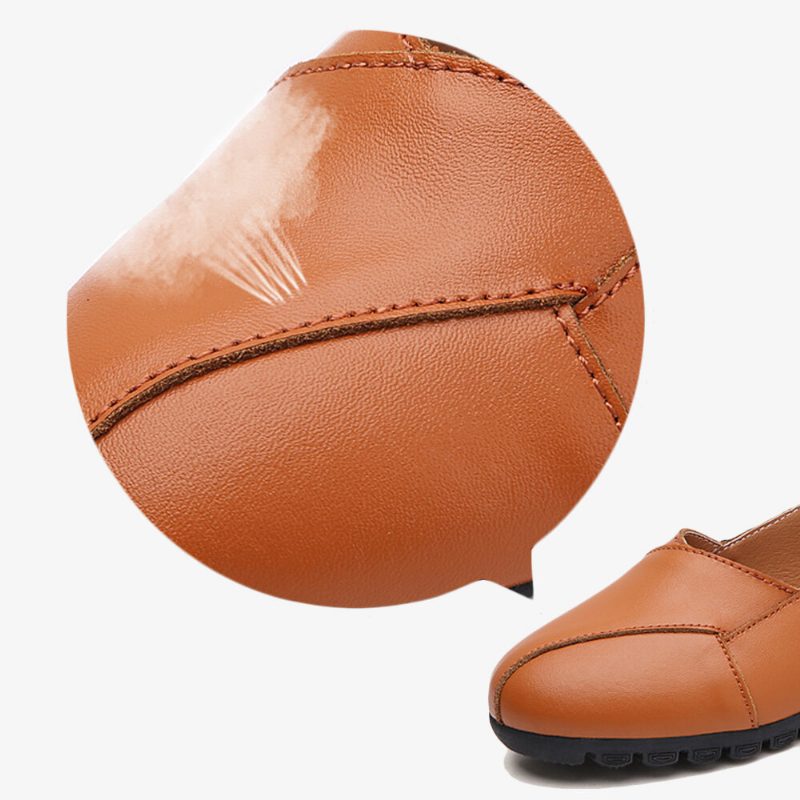 Kvinner Uformelt Pustende Skinn Halvert Belte Slip-on Myk Såle Loafers