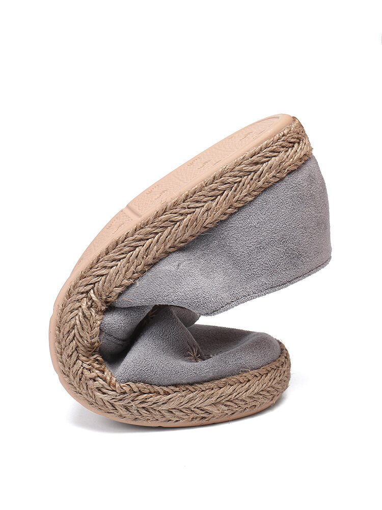 Kvinner Uformelt Semsket Skinn Rund Toe Star Broderte Espadrilles Fiskerens Flats Loafers