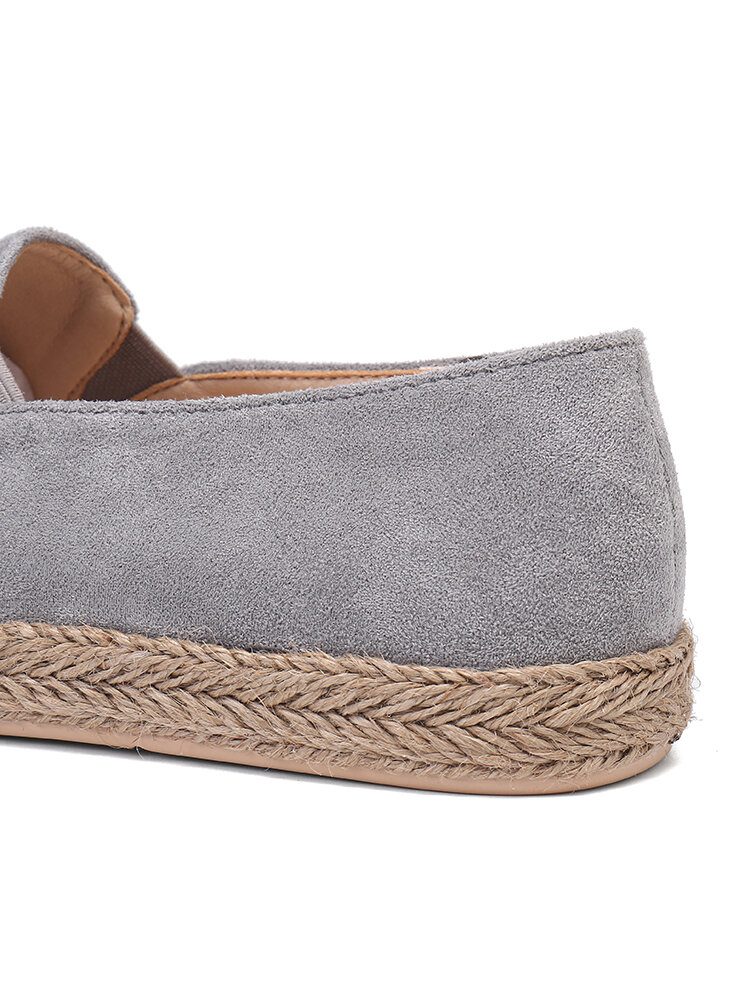 Kvinner Uformelt Semsket Skinn Rund Toe Star Broderte Espadrilles Fiskerens Flats Loafers