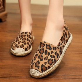 Leopardtrykk For Kvinner Komfortabel Lett Uformell Slip On Espadrille Flats