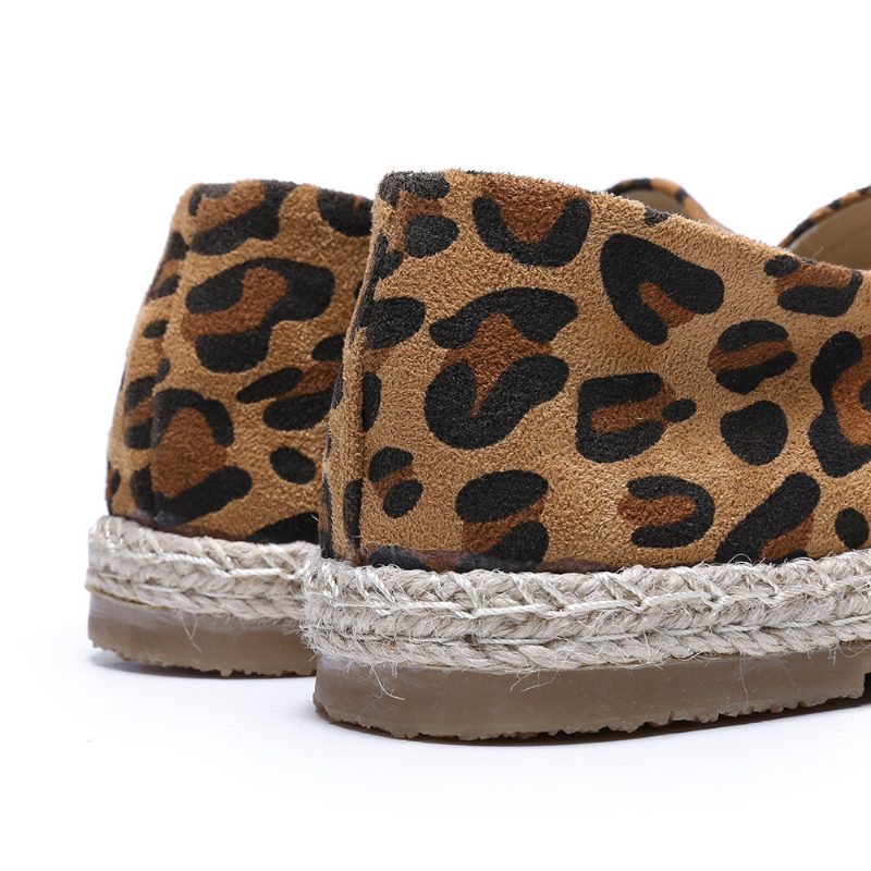 Leopardtrykk For Kvinner Komfortabel Lett Uformell Slip On Espadrille Flats