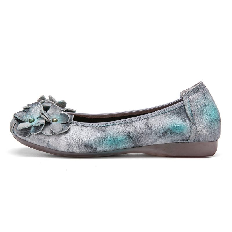 Retro Blomsterdekor Tie-dyed Myk Såle Behagelig Slip-on Myke Flate Sko