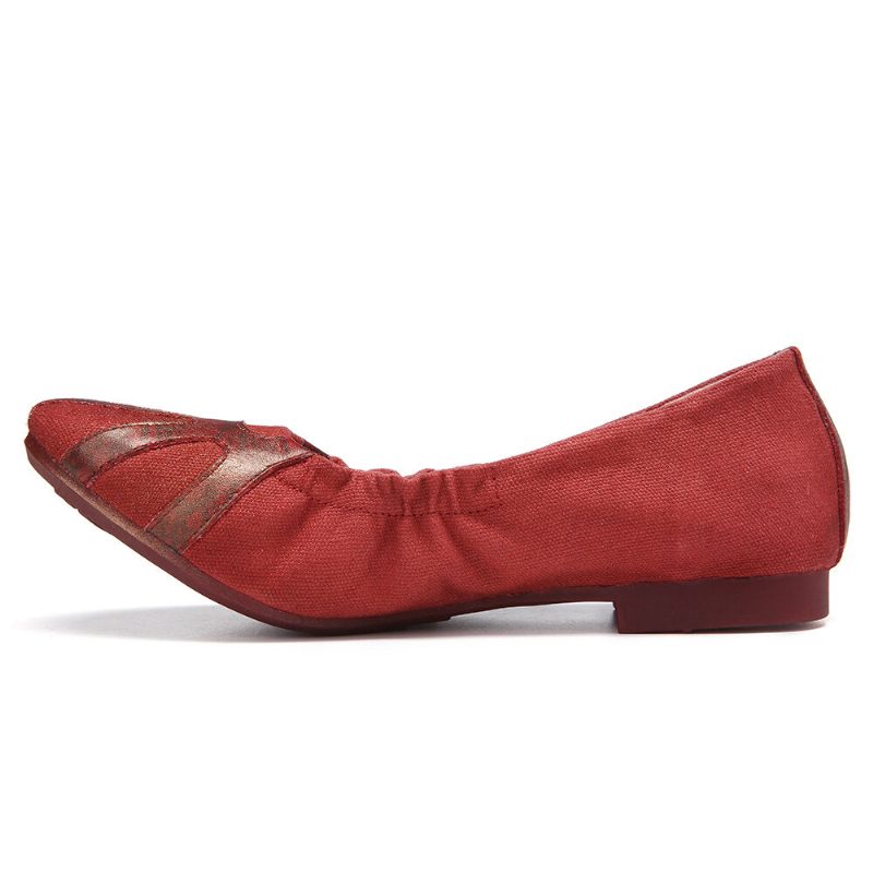 Retro Comfy Myk Lerret Skjøting Sammenleggbare Slip On Ballett Flate Sko