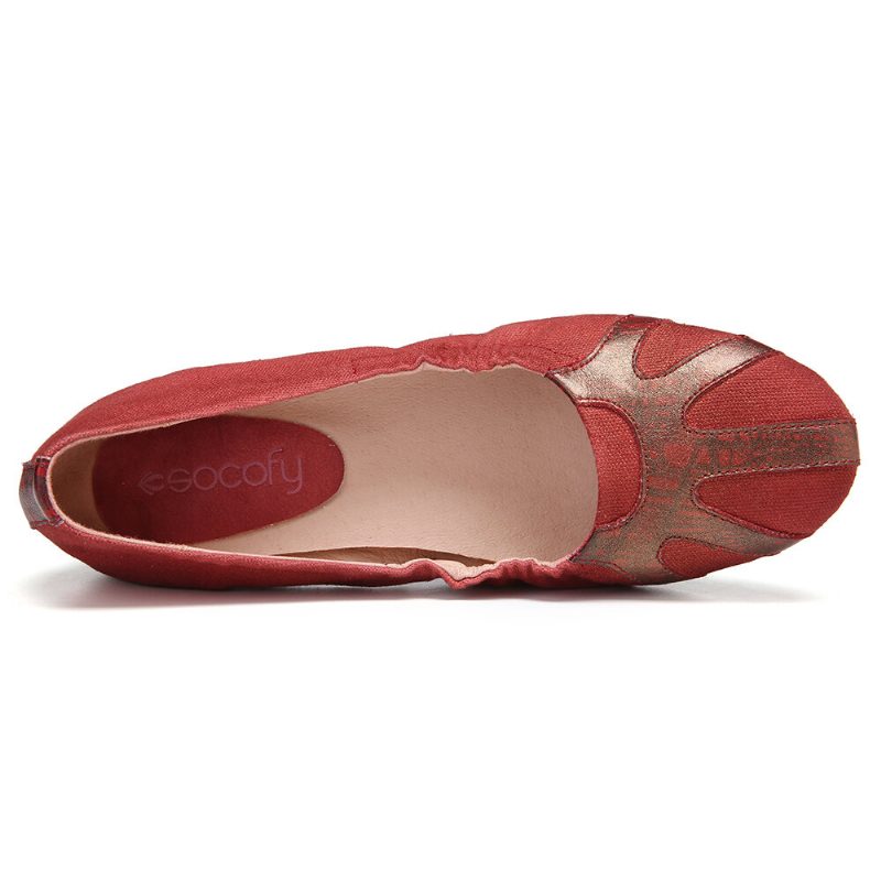 Retro Comfy Myk Lerret Skjøting Sammenleggbare Slip On Ballett Flate Sko