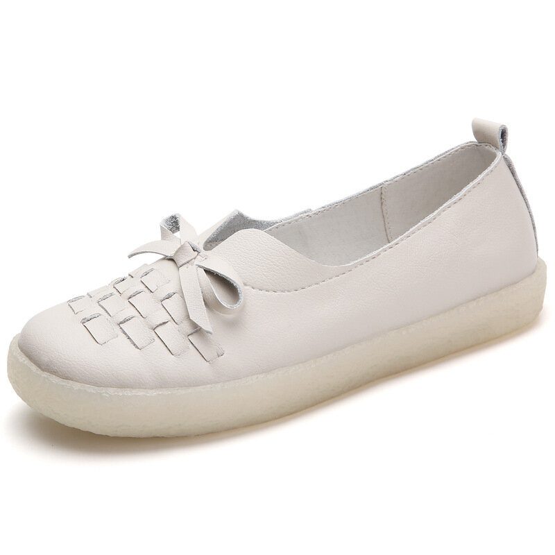 Slip On For Kvinner I Ensfarget Vevd Sløyfe Asakuchi Flats Loafers Sko