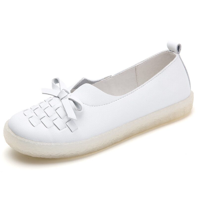 Slip On For Kvinner I Ensfarget Vevd Sløyfe Asakuchi Flats Loafers Sko