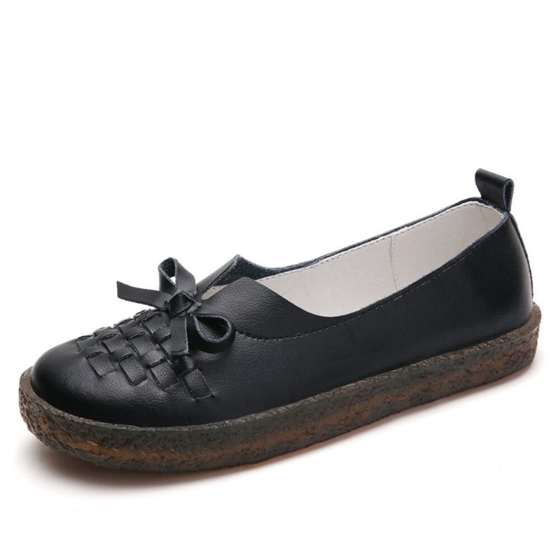 Slip On For Kvinner I Ensfarget Vevd Sløyfe Asakuchi Flats Loafers Sko