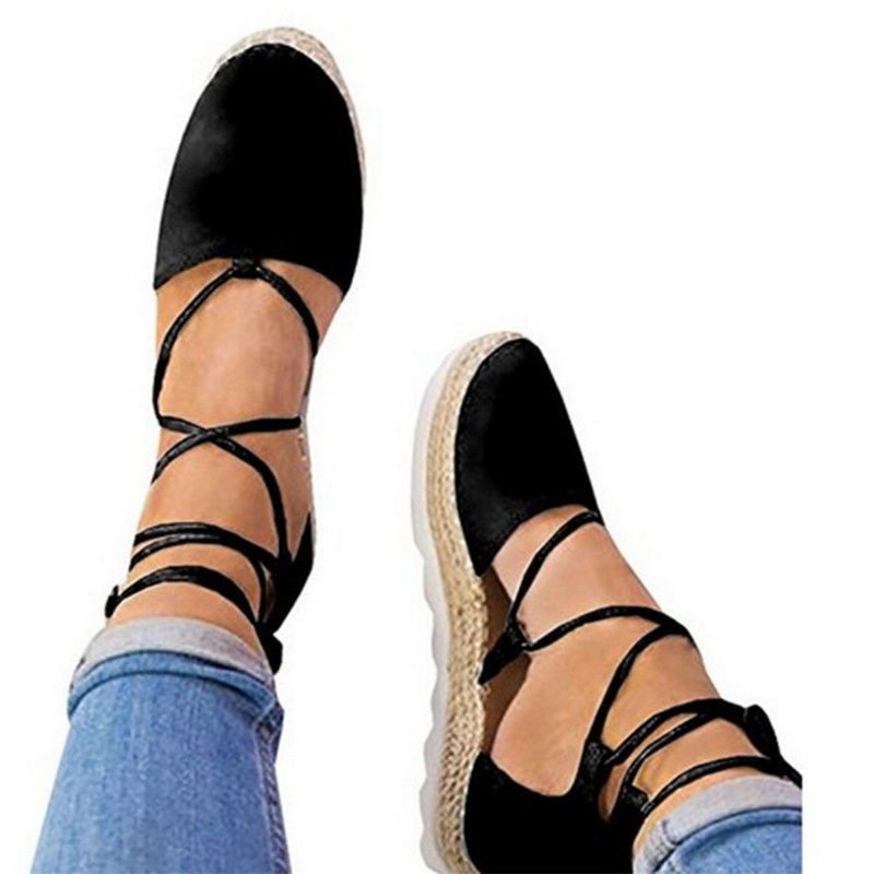 Strappy Espadrilles For Kvinner Pluss Størrelse Casual Ensfarget Sommerplattformsandaler