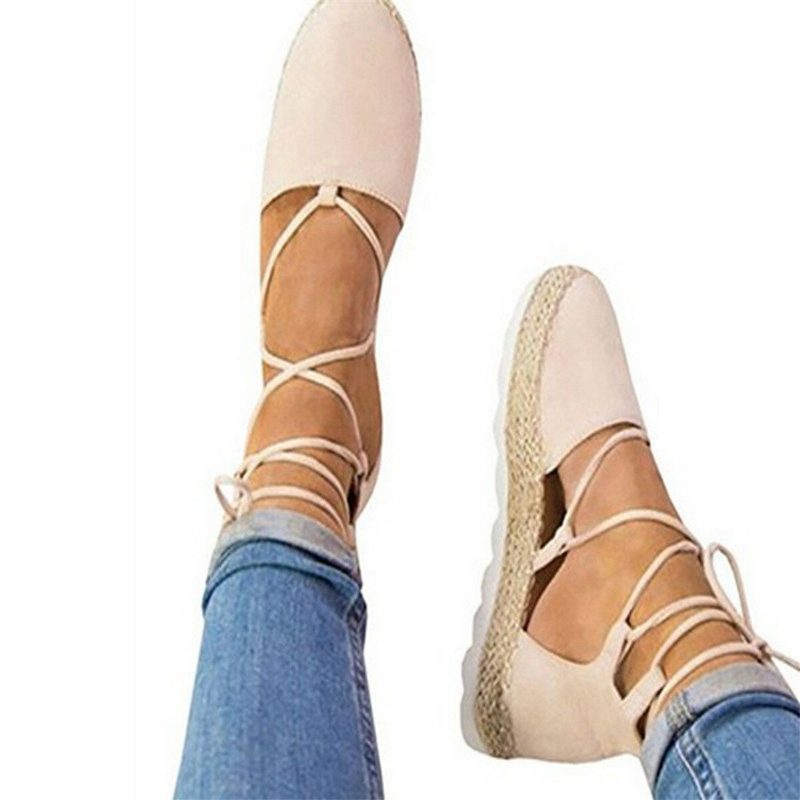 Strappy Espadrilles For Kvinner Pluss Størrelse Casual Ensfarget Sommerplattformsandaler