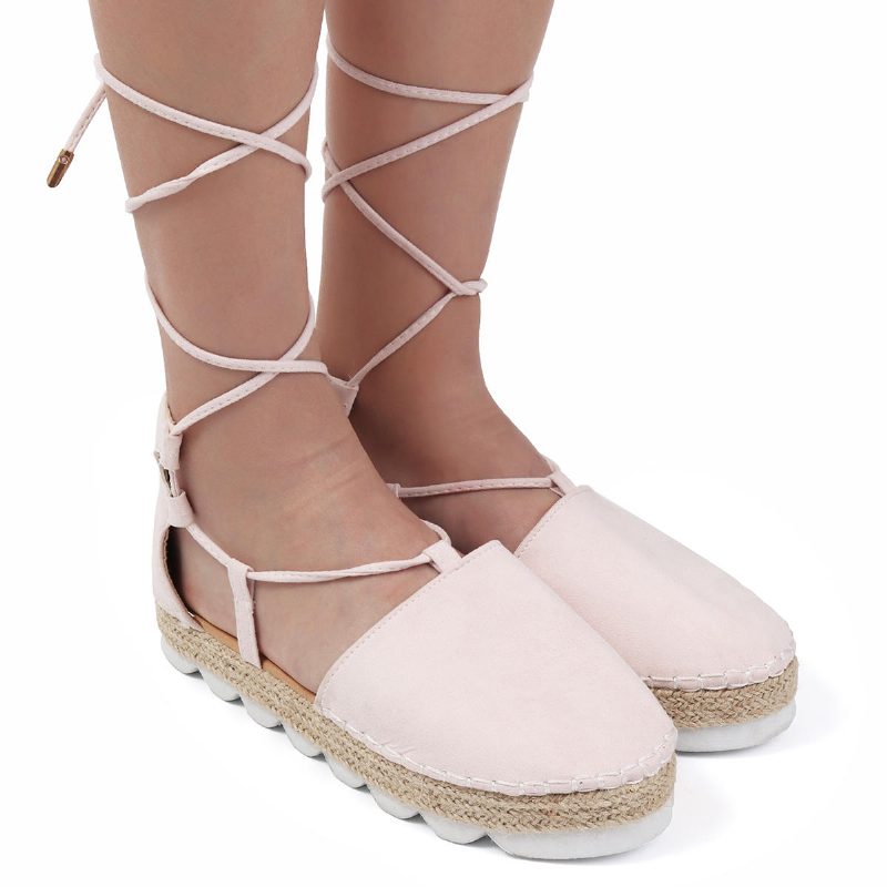 Strappy Espadrilles For Kvinner Pluss Størrelse Casual Ensfarget Sommerplattformsandaler