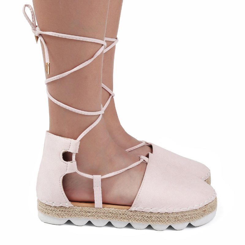 Strappy Espadrilles For Kvinner Pluss Størrelse Casual Ensfarget Sommerplattformsandaler