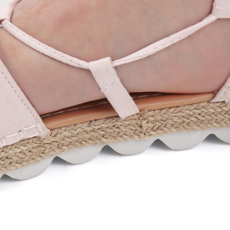 Strappy Espadrilles For Kvinner Pluss Størrelse Casual Ensfarget Sommerplattformsandaler