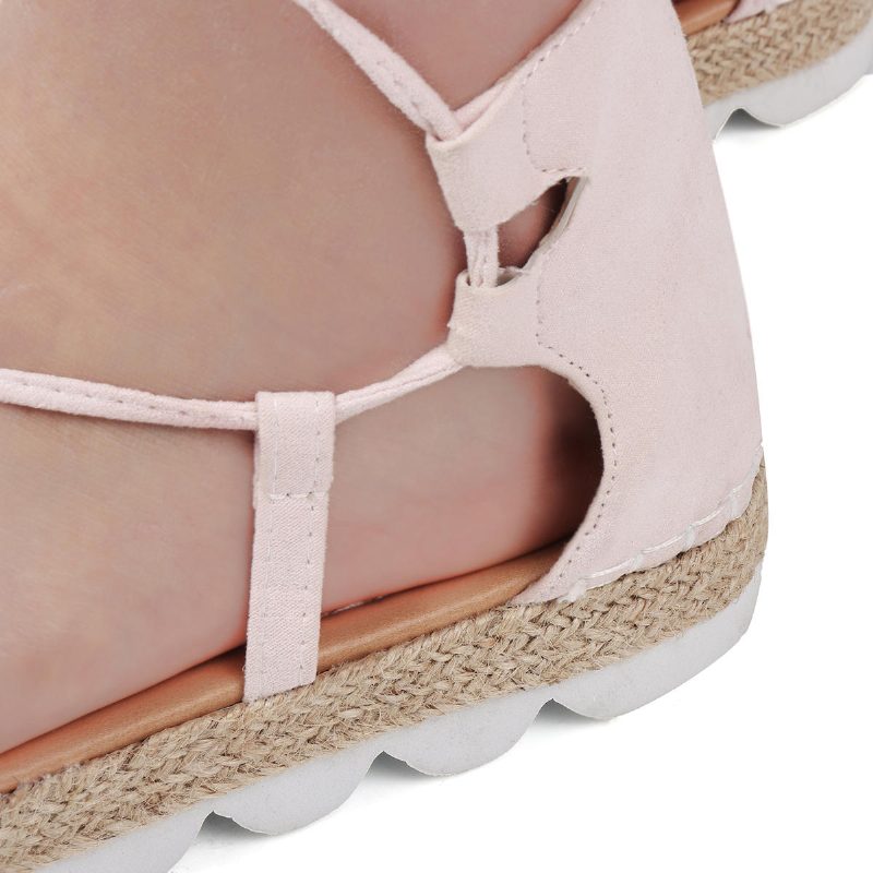 Strappy Espadrilles For Kvinner Pluss Størrelse Casual Ensfarget Sommerplattformsandaler