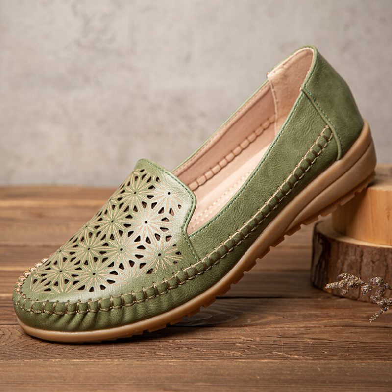 Women Floewrs Hollow Comfy Non Slip Casual Flate Loafers