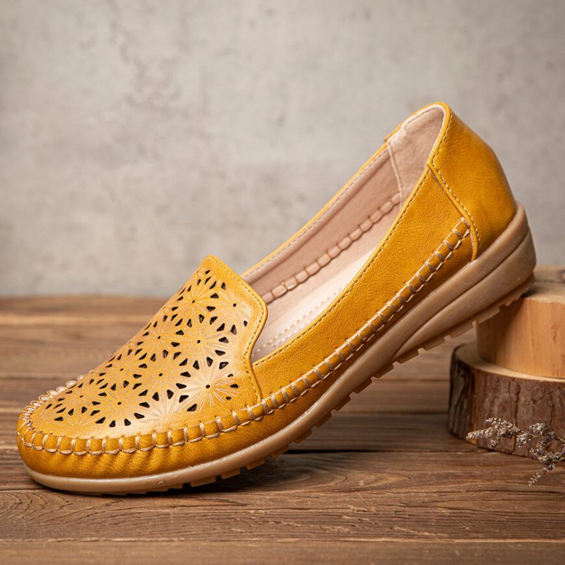 Women Floewrs Hollow Comfy Non Slip Casual Flate Loafers