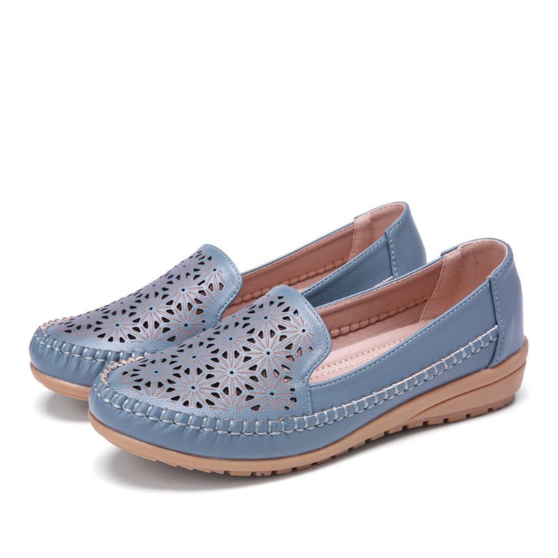 Women Floewrs Hollow Comfy Non Slip Casual Flate Loafers