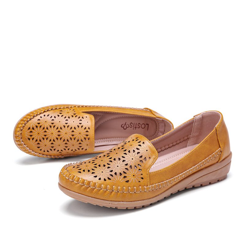 Women Floewrs Hollow Comfy Non Slip Casual Flate Loafers