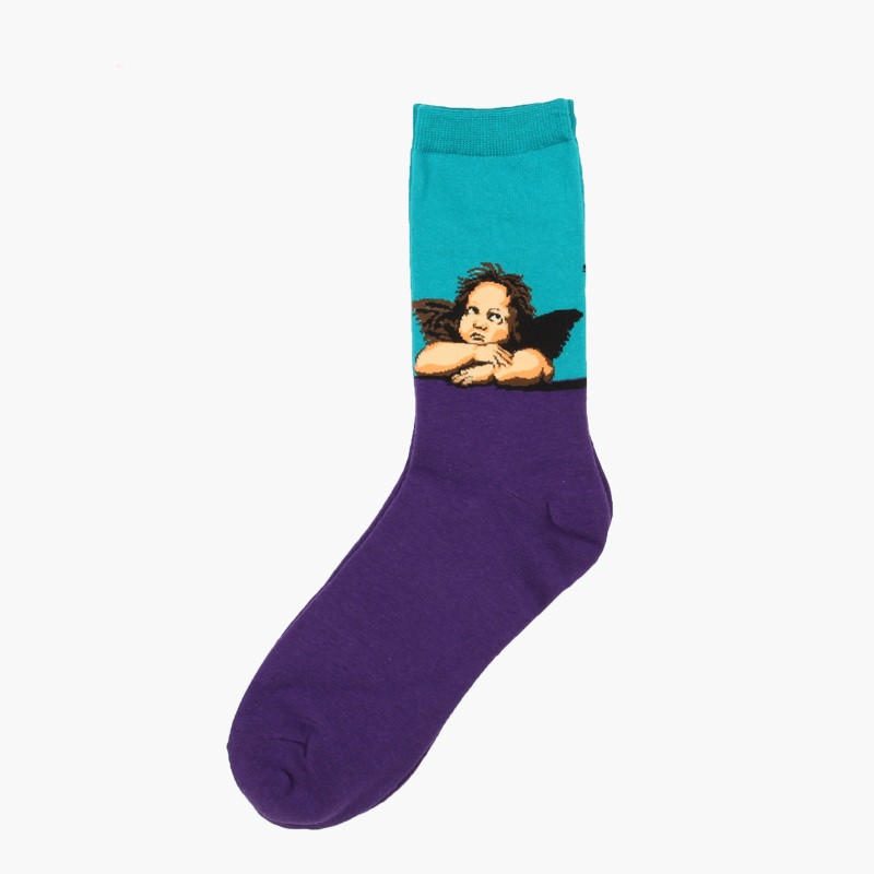 Unisex Mona Lisa Oljemaling Cotton Tube Sokker