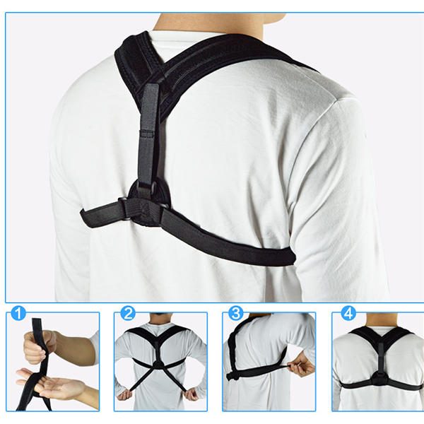 Voksen Justerbar Posture Corrector Brace Skulder Ryggkorrigering Støttebelte