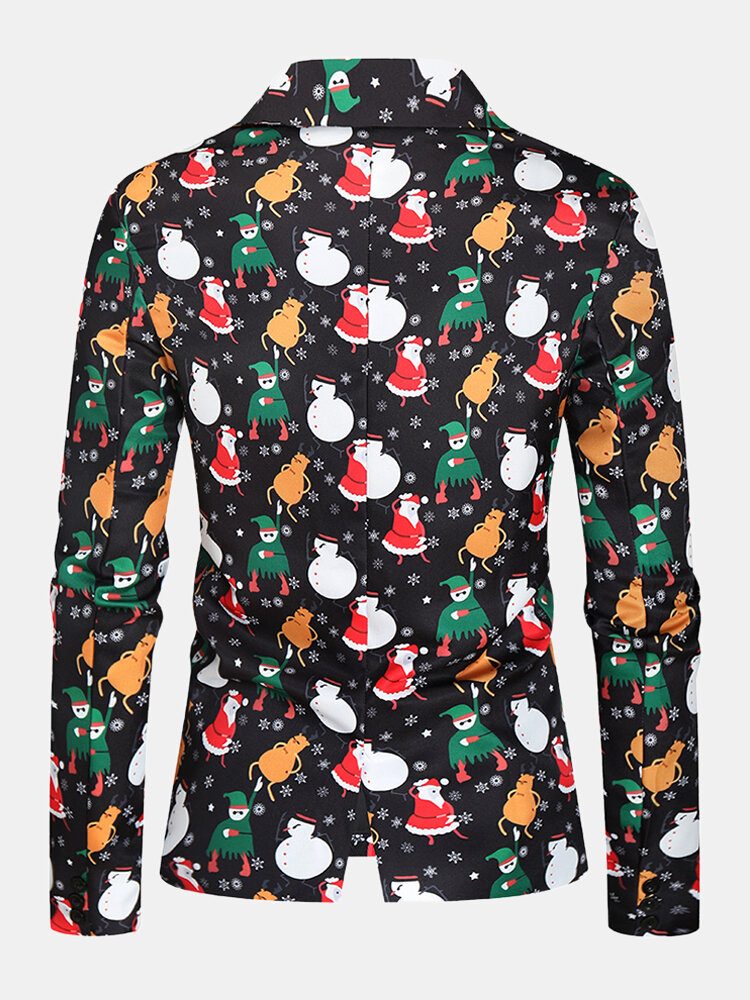 Herre Allover Christmas Element Print Bomulls Single-breasted Stilig Blazer