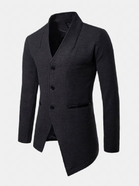 Uregelmessig Britisk Stil Ensfarget Dress V-hals Trenchcoat Blazere For Menn