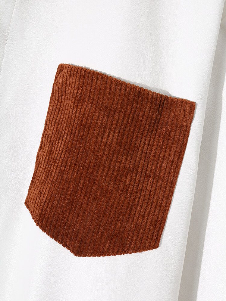 Casual Corduroy Pocket-skjorter For Menn